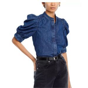 Frame denim ruched puff sleeve top Gillian S